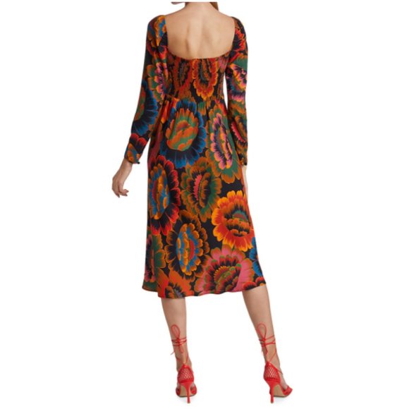 Farm Rio Flowers Midi Dress Medium NWT - Picture 4 of 9